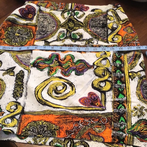 Vintage multi pattern bright linen skirt - Picture 8 of 10